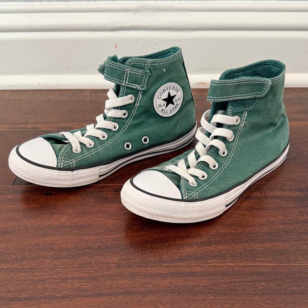 Converse High Top Sneakers — Green Canvas with White Accents